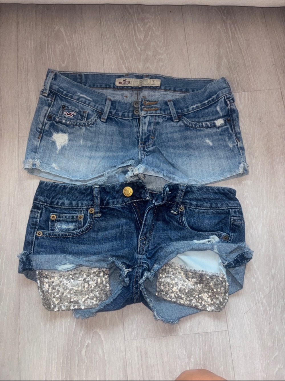 Vintage Hollister Light Wash and AE Dark Wash MINI Shorts Duo festival Y2K